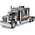 OANMYJJO Semi Truck Toys for Boys Heavy Truck Tow Truck Toy,Metal Diecast Trucks Model with Light and Sound Pull Back Semi Truck Toy,Truck and Trailer Toys for Boys,Toy Trucks for Boys Age 4-7(Black)