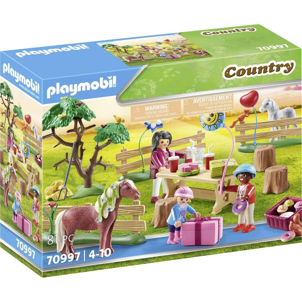Playmobil 70997 Country Pony Farm Birthday Party, horse toys, fun imaginative role play, playsets suitable for children ages 4+
