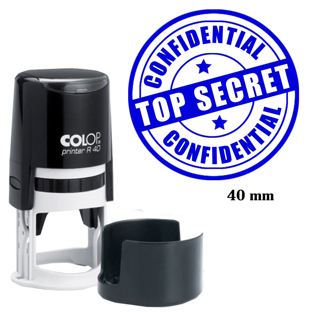 Printtoo Confidential & TOP Secret Stamp Self Inking Round Stamper- Red Ink Office Stationary 40 mm