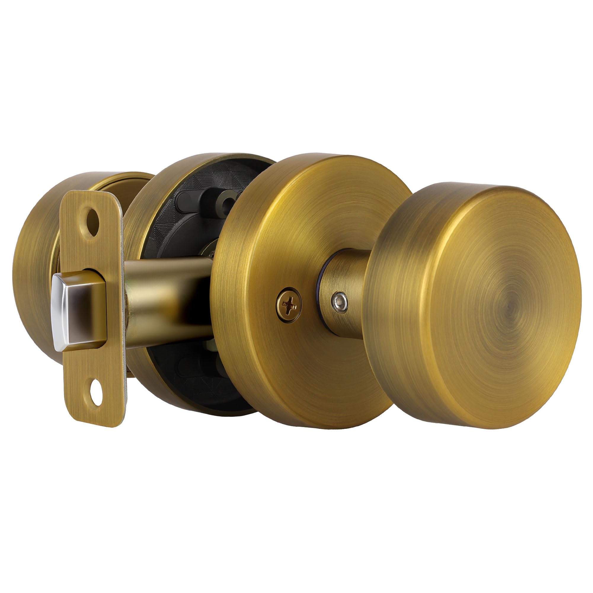 Photo 1 of naubea Antique Brass Passage Door Knobs Interior, Old Style Round Door Knob Antique Door Handle for Hallway Pantry Closet Door Knob