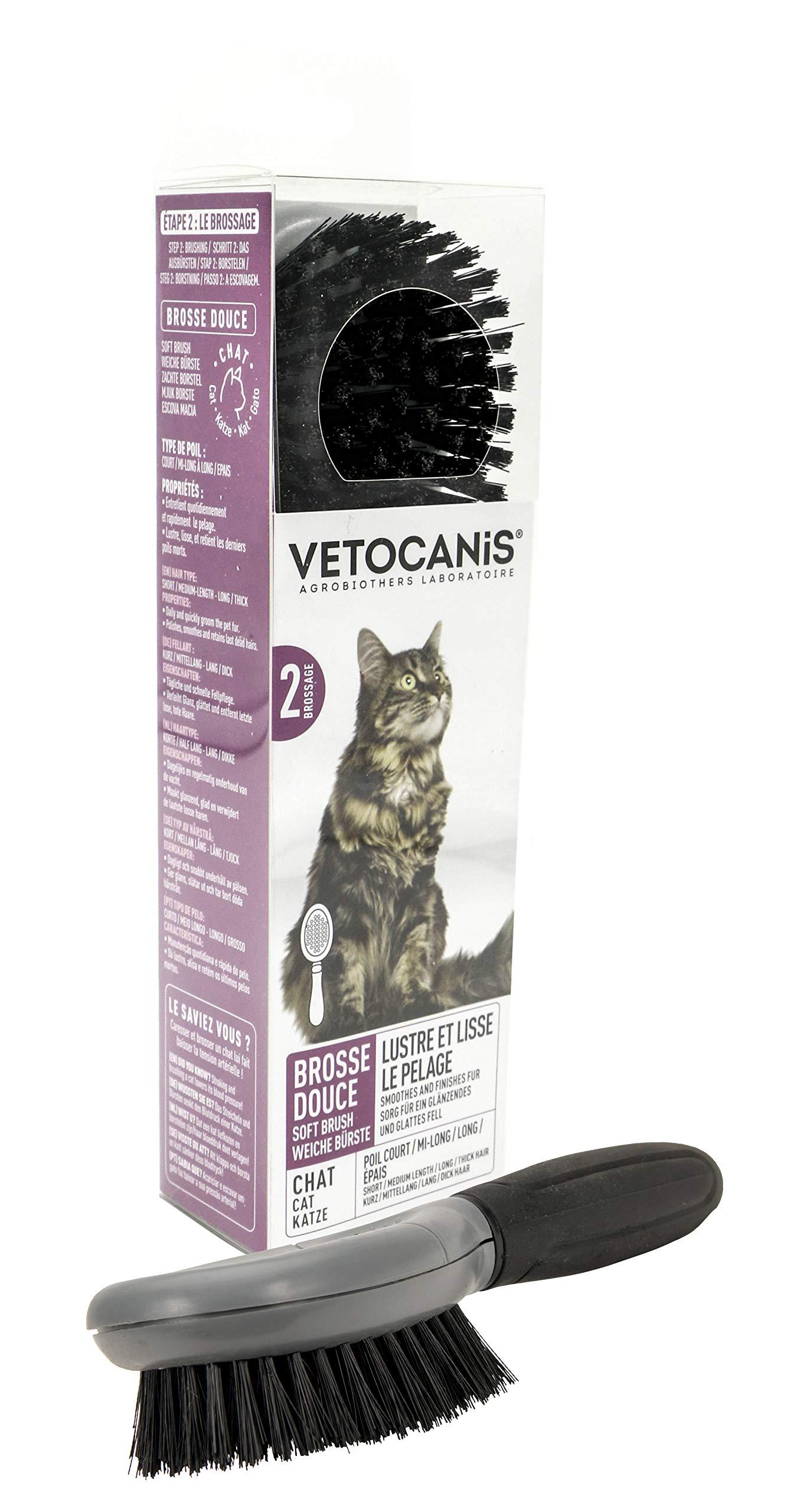 Vetocanis Gentle Grooming Massage brush for Cats, Gray, 0.140989 kg
