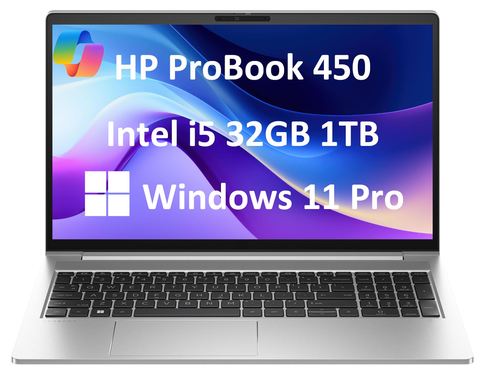 HP ProBook 450 G10 Business Laptop (15.6" FHD Anti-Glare, Intel 10-Core i5-1334U, 32GB RAM, 1TB SSD, (Beats i7-1255U)) Backlit KB, Webcam, Ethernet, Wi-Fi 6E, Win 11 Pro w/ AI Copilot, Silver