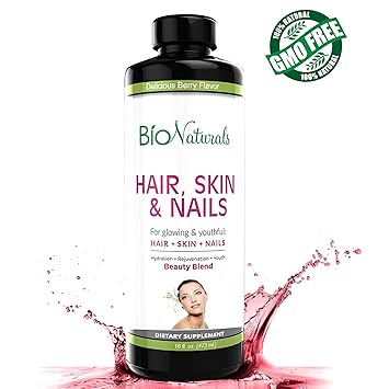 Hair Skin Nails Liquid Vitamin Supplement By Bio Naturals Natural Vitamin Fluid With 5000 Mcg Of Biotin 8x More Absorption Beauty Blend