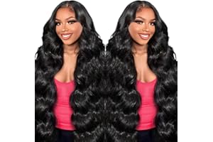LuAiJa 24 Inch Wear And Go Glueless 9x6 Hd Lace Front Wigs Human Hair Body Wave 200% Density Lace Closure Wigs Human Hair Pre Pulucked Pre Cut Black Wig for Black Women