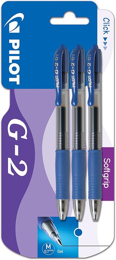 Pilot G207 Retractable Gel Rollerball 0.7 mm Blue Pack of 3