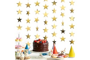 Glitter Star Garland Banner, Gold Star Hanging Banner Twinkle Backdrop, 65.6 Feet Total Length, Party Decoration, Birthday Cl
