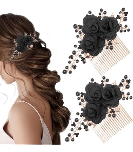 Amazon.com : YERTTER Black Crystal Hair Comb Vintage Beaded 