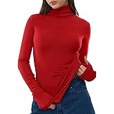 C202 Women's Turtleneck Long Sleeve Merino Wool Blend Shirts Fitted Going Out Tops Basic Tees Cozy Embrace Collection