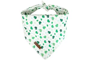 UP URARA PUP St. Patrick's Dog Bandana, Shamrock Triangle Bid Scarf for Medium Large Dog, Cotton Dog Kerchief for Girl Boy Dogs, Cute Spring Dog Bandana, Puppy Green Dog Bandana
