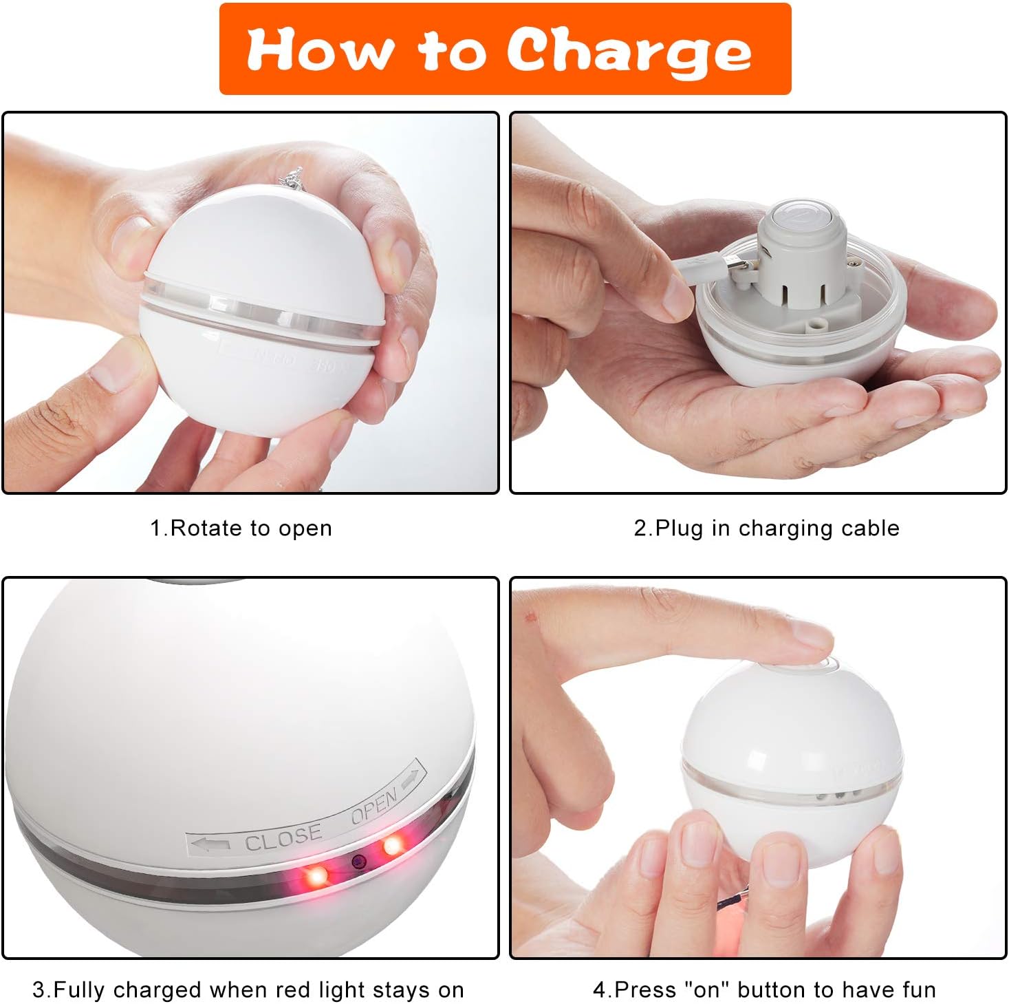 HESTIA Interactive Cat Toy Ball, Automatic Rolling Kitty Toys for Indoor Cats, USB Charging 360 Degree Self Rotating Ball, Build-in Catnip Spinning Color Led Light, with Feather/Bell Toy (White) : Pet Supplies