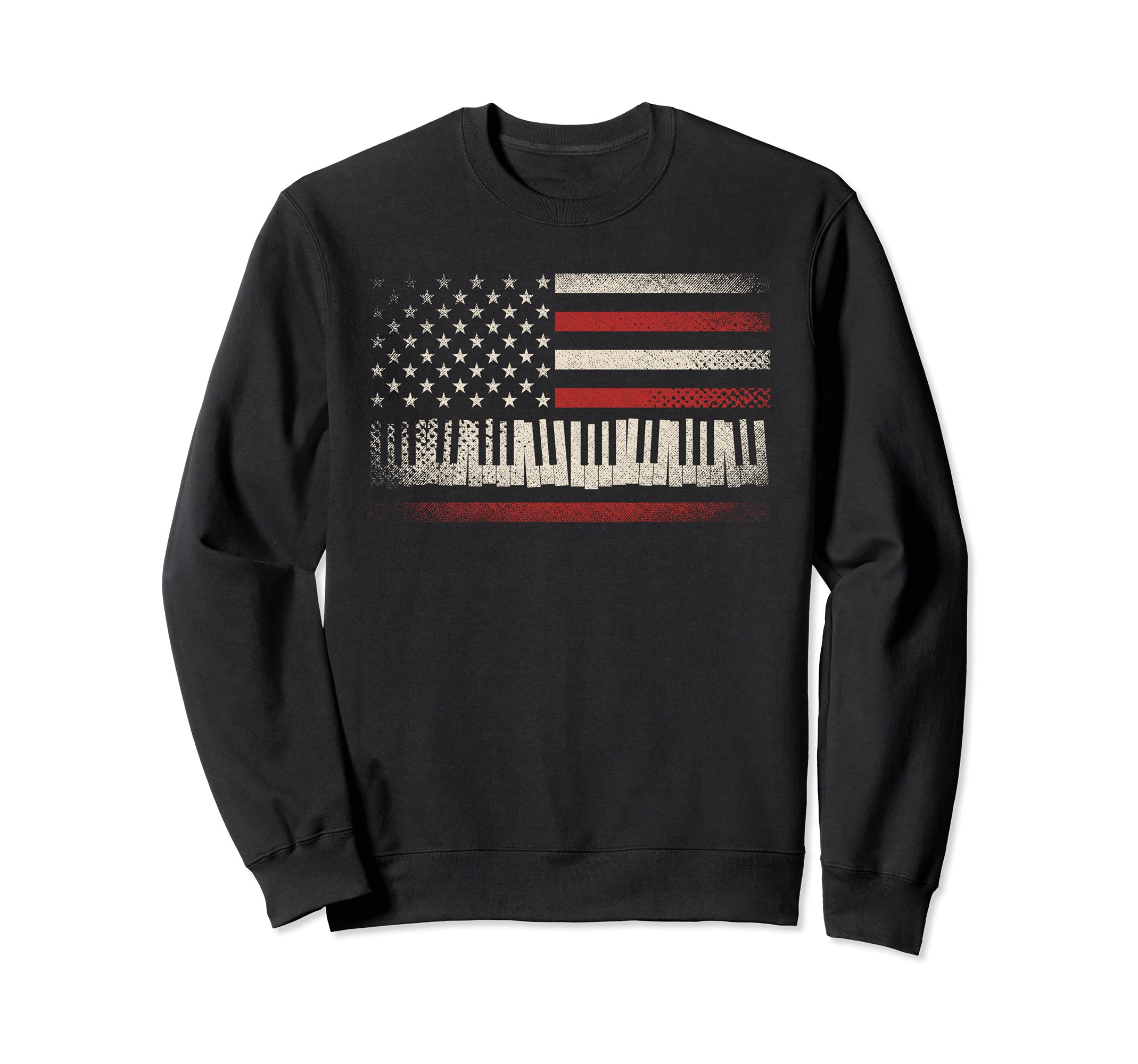 Proud American Pianist US Flag Keyboard Musician Piano Sweatshirt