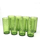 Yalin 24-Ounce Plastic Tumbler Acrylic Drinking Glasses, Reusable Plastic Cups, Stackable, BPA-Free, Shatter Proof, Dishwasher Safe, Set of 8 (Green)