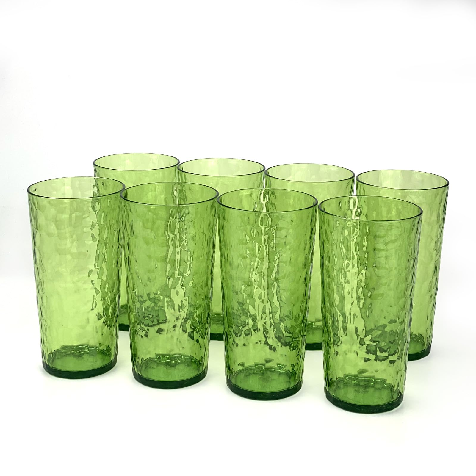 Yalin 24-Ounce Plastic Tumbler Acrylic Drinking Glasses, Reusable Plastic Cups, Stackable, BPA-Free, Shatter Proof, Dishwasher Safe, Set of 8 (Green) — image 1