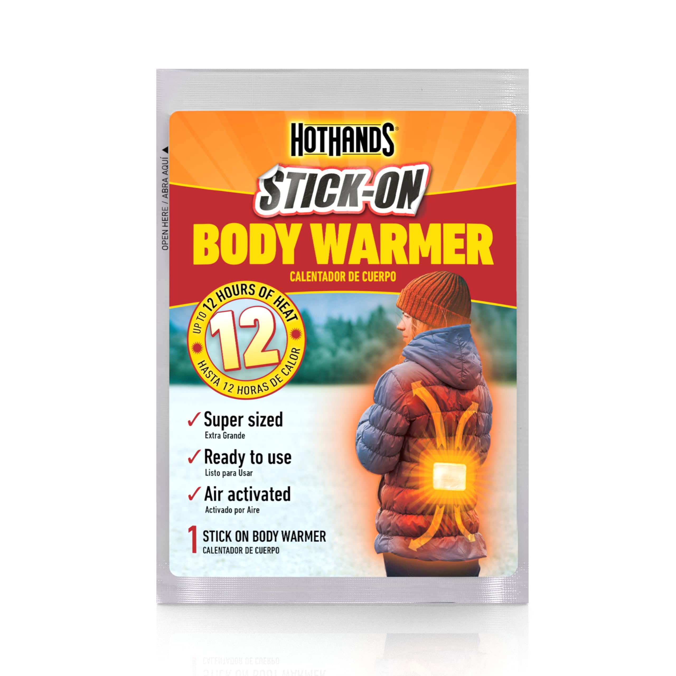 HotHands 12 Hour Adhesive Body Warmers - Bulk Value Pack of Air Activated Warmers - 20 Individual Warmers - Up to 240 Hours of Consistent Heat - On The Go Warmth for Cold Weather Activities