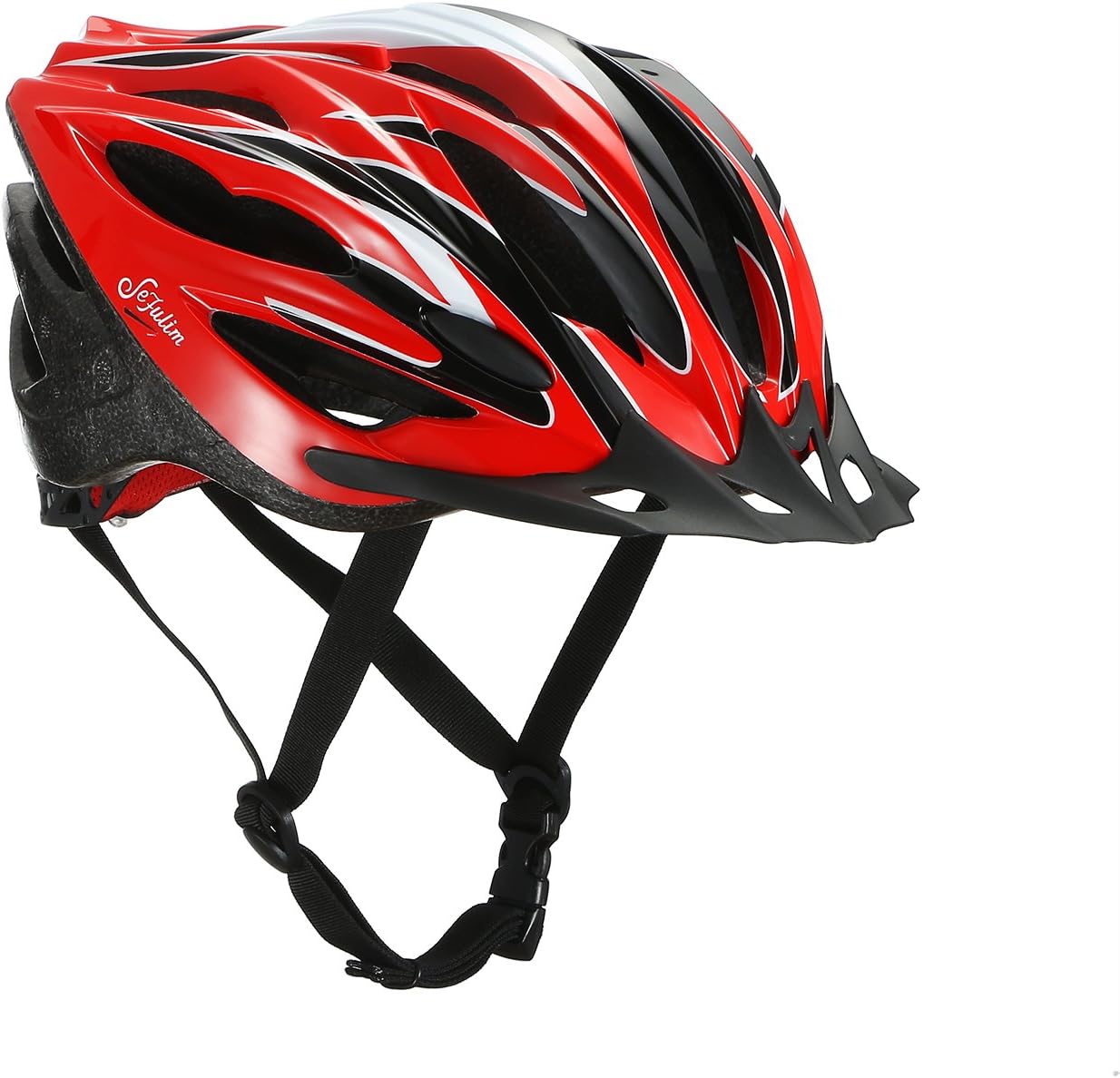 Sefulim Lightweight Adjustable Cycle Helmets for Mountain Bike Riding-Adult Bicycle Helmets for Men Women Safety Outdoor Helmet (L58-62) Shiny Red.