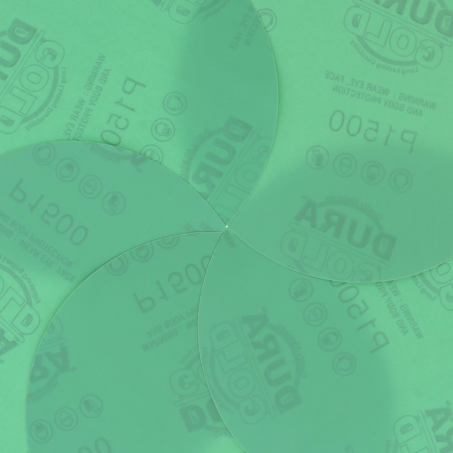 Dura-Gold - Premium Film Back - 1500 Grit 6" Green Film - PSA Self Adhesive Stickyback Sanding Discs for DA Sanders - Box of 25 Sandpaper Finishing Discs for Automotive and Woodworking: Automotive