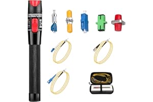 Xunsomten - Fiber Optic Cable Troubleshoot Kit, Testing Both Singlemode and Multimode Cables Contain 1PC VFL-50 Visual Fault Locator, FC to LC Adapter,LC, SC, ST, FC Coupler and 3 Short Patch Cords