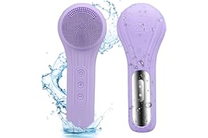 Feoflen Silicone Face Scrubber Exfoliator, Silicone Face Wash Brush for Men & Women, Ipx7 Waterproof Rechargeable Facial Cleaner for Deep Cleansing, Exfoliating, Massage Face Scrubber (Purple)