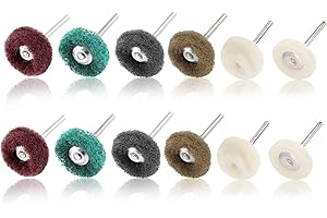 Aracombie 60 Pack 1 Inch Abrasive Polishing Wheel, Small Buffing Wheels Rotary Polishing Kit, 1/8 Inch Shank Jewelers Polishing Tool for Metal Jewelry Acrylic, 10 Each of 6 Different Grits