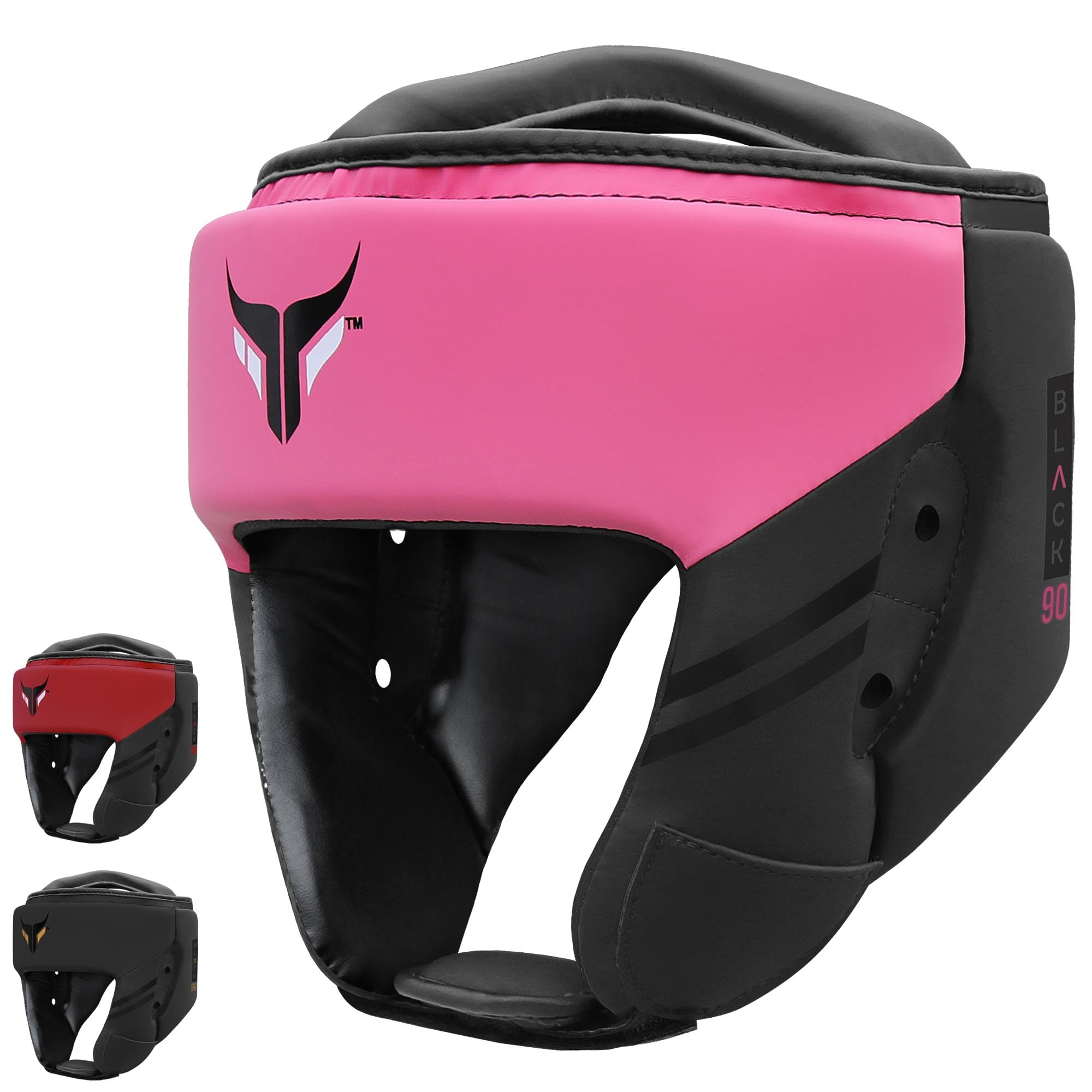Mytra Fusion Headguard - Kickboxing Headgear with Adjustable Strap MMA, Muay Thai, Sparring, Martial Arts, Karate, Head Guard (Black/Pink, S)