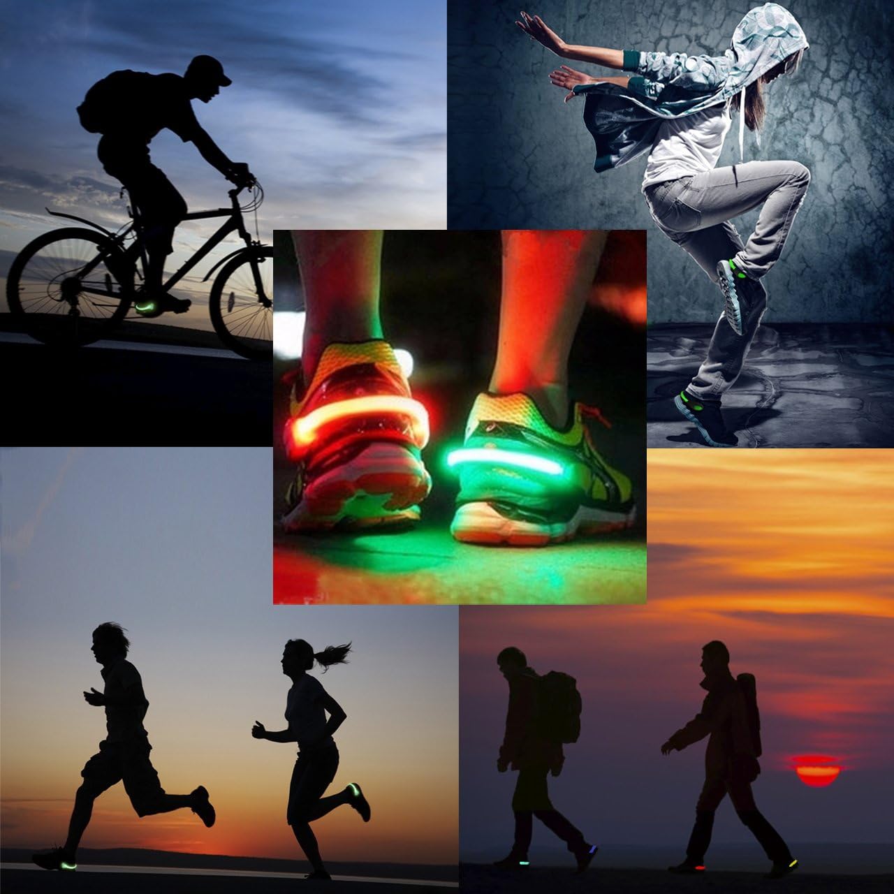 LED Shoe Clip Lights (2 Pack) Reflective Safety Night Running Gear for Runners Joggers Bikers Walkers, Color Changing RGB Strobe and Steady Color Flash Mode, Water Resistant and Bonus Screw Driver : Sports & Outdoors