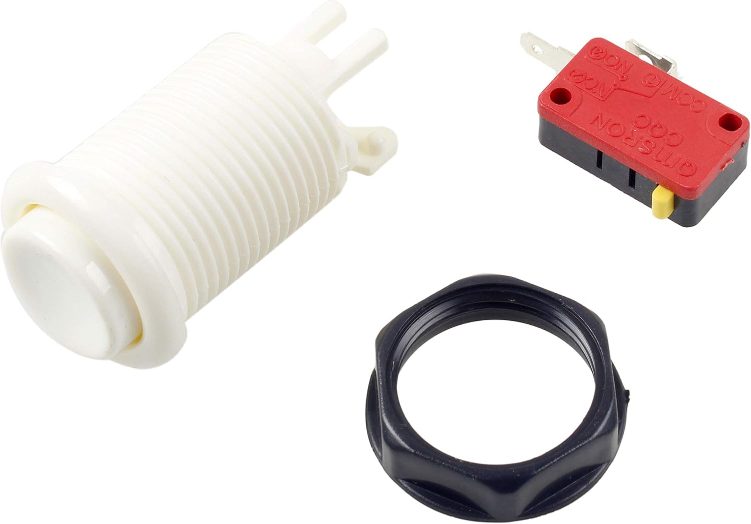 EG STARTS 6x American Style Standard Boutons d'arcade commutables Happ Type Terminal à bouton poussoir 30mm, 187 (4.8mm) Jamma Mame Kit Pièces Noir