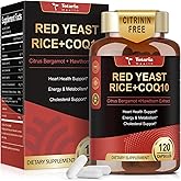 Red Yeast Rice 2,000mg with CoQ10 Supplement - Citrinin Free Extract Red Yeast Rice Capsules with CoQ10 100 Plus Citrus Bergamot - Cholesterol Lowering Supplements 3rd-Party Tested Vegan Non-GMO
