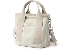 ABOUME Canvas Tote Bag for Women Small Tote Bag with Zipper Canvas Crossbody Bag Shoulder Bag Satchel Handbag with Compartments