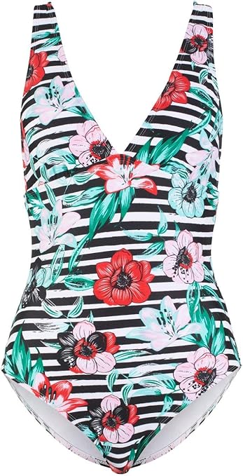 Versandhaus Damen Badeanzug, 251139 in Schwarz Weiß Bedruckt 38: Amazon