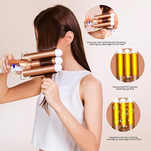 Large Barrel Curling Iron, Hair Waver Barrel Crimper Curling