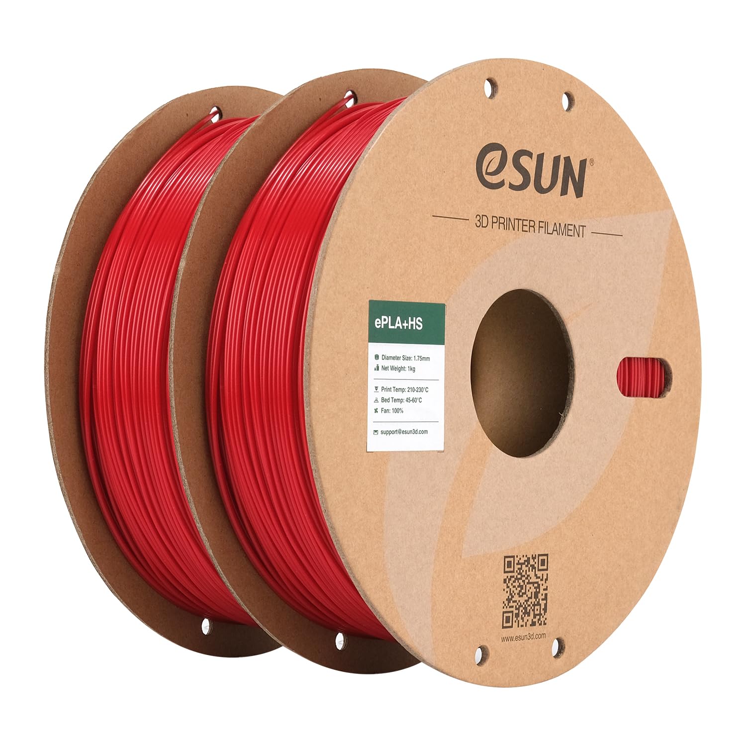 eSUN PLA+ Filament 1.75mm, PLA+HS Hochgeschwindigkeitsdruck 3D Drucker Filament Maßgenauigkeit +/- 0.03mm, 1KG Spule (2.2 LBS) Speedy PLA Plus Filament (Feuerwehrrot-2KG, 2KG)