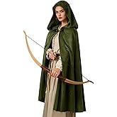 MCJC Medieval Hooded Cloak with hood Renaissance Cape Adult Halloween Cosplay Robe Wizard Costume