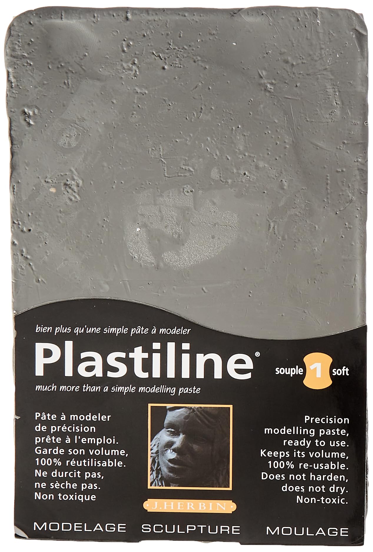 Plastiline 7740T - Plastiline sheet - Modelling Paste, High Precision - Sculpting, Moulding - Hardness 1 (very soft) - 750g - Dark Grey shade. Made in France