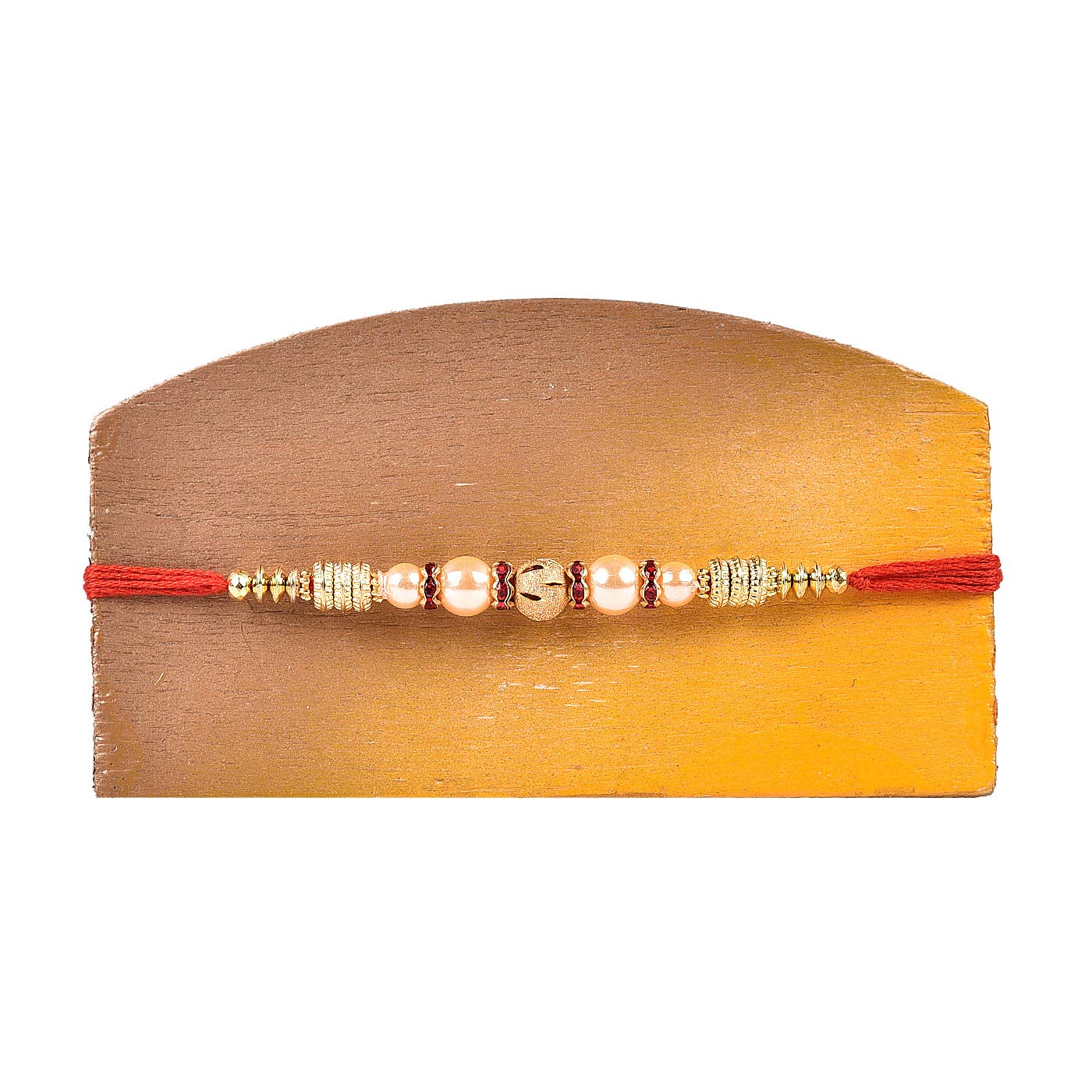 tokenz alluring metallic and beads rakhi for brother with rakshabandhan roli chawal tikka