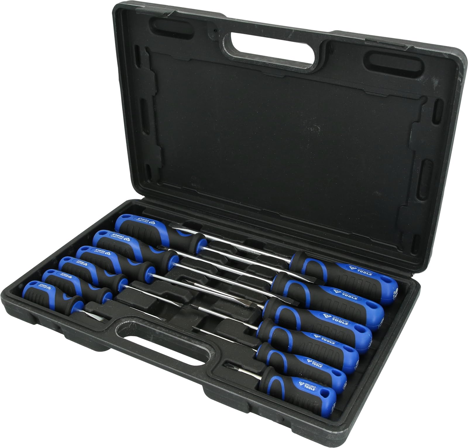 BRILLIANT TOOLS BT033012 Screwdriver Set, 12 Pieces, Slotted, PH [Powered by KS Tools]