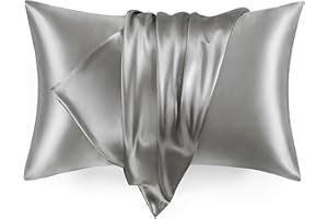 Love's cabin Satin Pillowcase for Hair and Skin, Similar to Silk Pillow Cases for Women, Pillow Case Queen Size Set of 2, Satin Cooling Pillow Cover with Envelope Closure, 20x30 Inches, Dark Grey