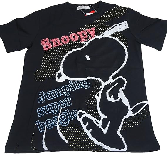 Amazon スヌーピー Snoopy メンズ レディース Tシャツ 半袖 ユニセックス ペアルック S L ブラック Tシャツ カットソー 通販