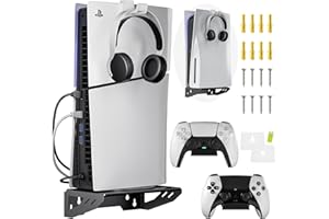 Allnice PS5 Silm Wall Mount Playstation 5 Wall Mount Kit Compatible with Playstation 5 and Slim Console (Disc and Digital Edition), Detachable Controller Holder Headphone Hanger