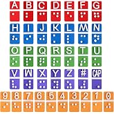 Feifeiya 38 Pcs Braille Alphabet Blocks Wood Tactile Numbers for Blind | Tactile Alphabet Blocks for Visually Impaired, Raised Dots Include Numbers Punctuation, Special Education Learning Tool