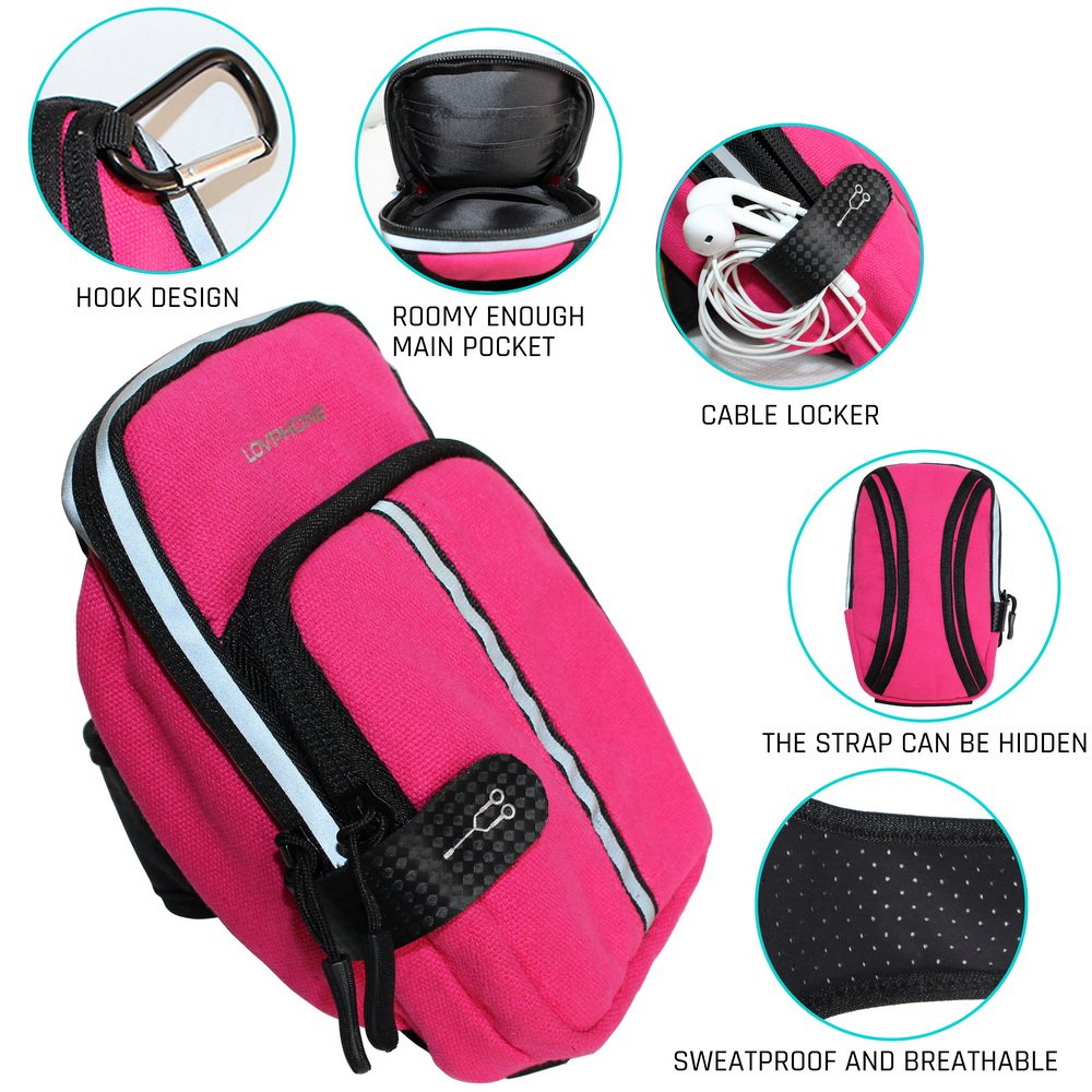 LOVPHONE Sports Armband, Double Pockets Phone Running Armband for iphone X/8/8 Plus/7/7 Plus, Samsung Galaxy Note 8/S8/S8 Plus/S7, Water Resistant (Rosy, 7.0-12.8inch)