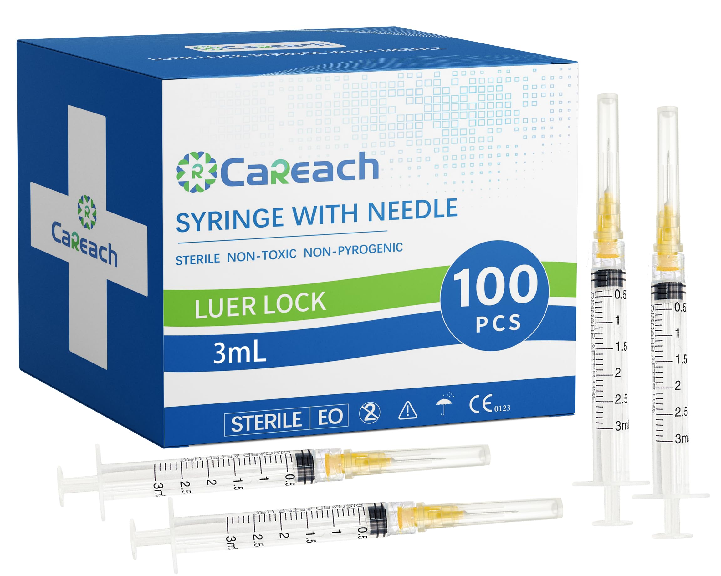 Photo 1 of 100PCS 3mL Syringes 25G 5/8in Lab Refilling Supplies, Industrial Measurement, Individually Wrapped