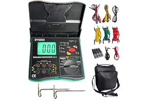 Vanlison 4-in-1 Digital Multimeter with Ground Earth Resistance Tester, Insulation Resistance Tester, Phase Sequence Detector & Voltmeter - 0.01Ω Resolution 600V AC/DC Voltage Measurement Auto-Ranging