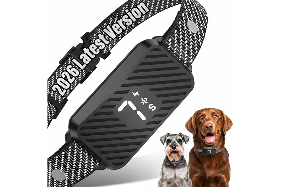 KJKZO Dog Bark Collar for Large Medium Small Dogs, Effective No-Bark Collar, Smart Barking Collar, Rechargeable Bark Collar with 7 Sensitivity, 3 Modes, Waterproof, Frosted Black