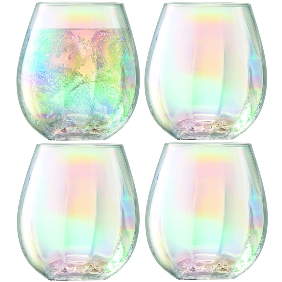 LSA International Pearl Tumbler 425ml Mother of Pearl | Set of 4 | Mouthblown & Handmade Glass | Hand Painted | PE01