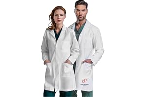 Ozarra Medical Lab Coat for Men & Women, 40" Unisex Relaxed Fit, 3 Pocket White Coat for Doctor, Nurse