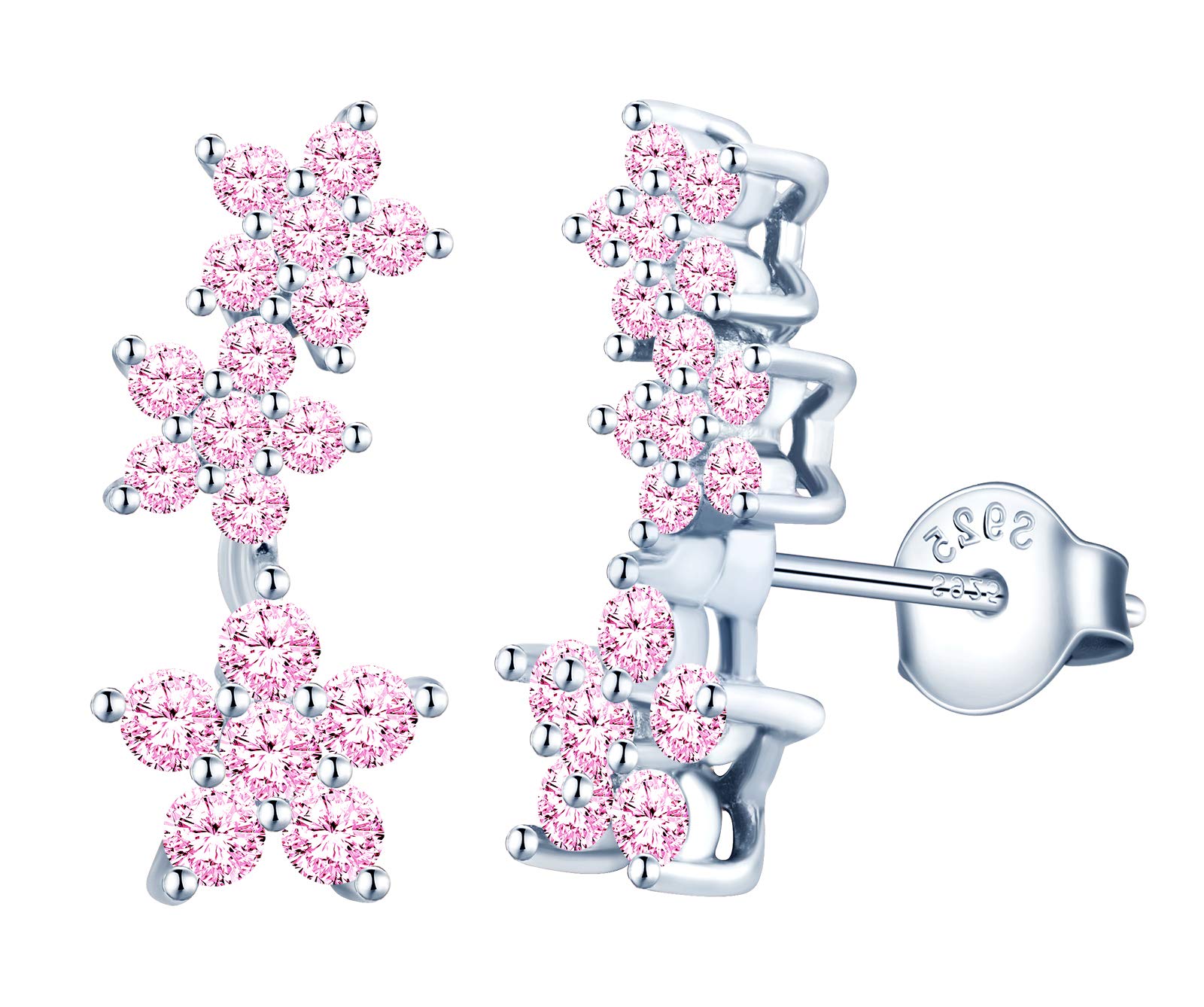 MicLee Woman's girl's Earrings, 925 Sterling silver earrings, Colorful star earrings studs, Inlaid zircon, Shiny and elegant, gift for Birthday, Valentine's Day and Christmas