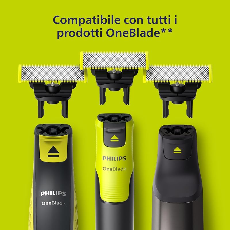 OneBlade QP430/60 - Testine originali a 360 lame, compatibili con tutti i rasoi e tagliabordi elettrici OneBlade e Pro, originali Philips, 3 lame singole, fornitura per 12 mesi