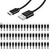 50-Pack USB C Charger Cable - Multipack USB to Type-C Bulk Charging Cords | USB 2.0 Wire for USB-C Phones Tablets, 3.3ft Long