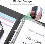 Thboxes A4 Portfolio Folder with Ring Binder 45 Pockets Faux Leather Black view 5