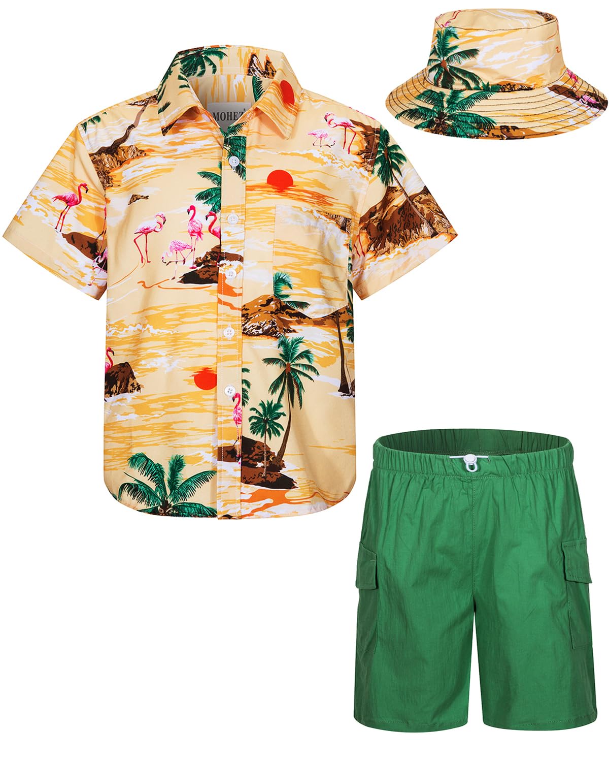 Photo 1 of *************MISSING THE SHIRT**************
MOHEZ Boys Hawaiian Shirt and Short Set Summer Outfit Kids 2 Piece Clothes Button Down Shirts Set with Bucket Hat Yellow 11-12 Years Old